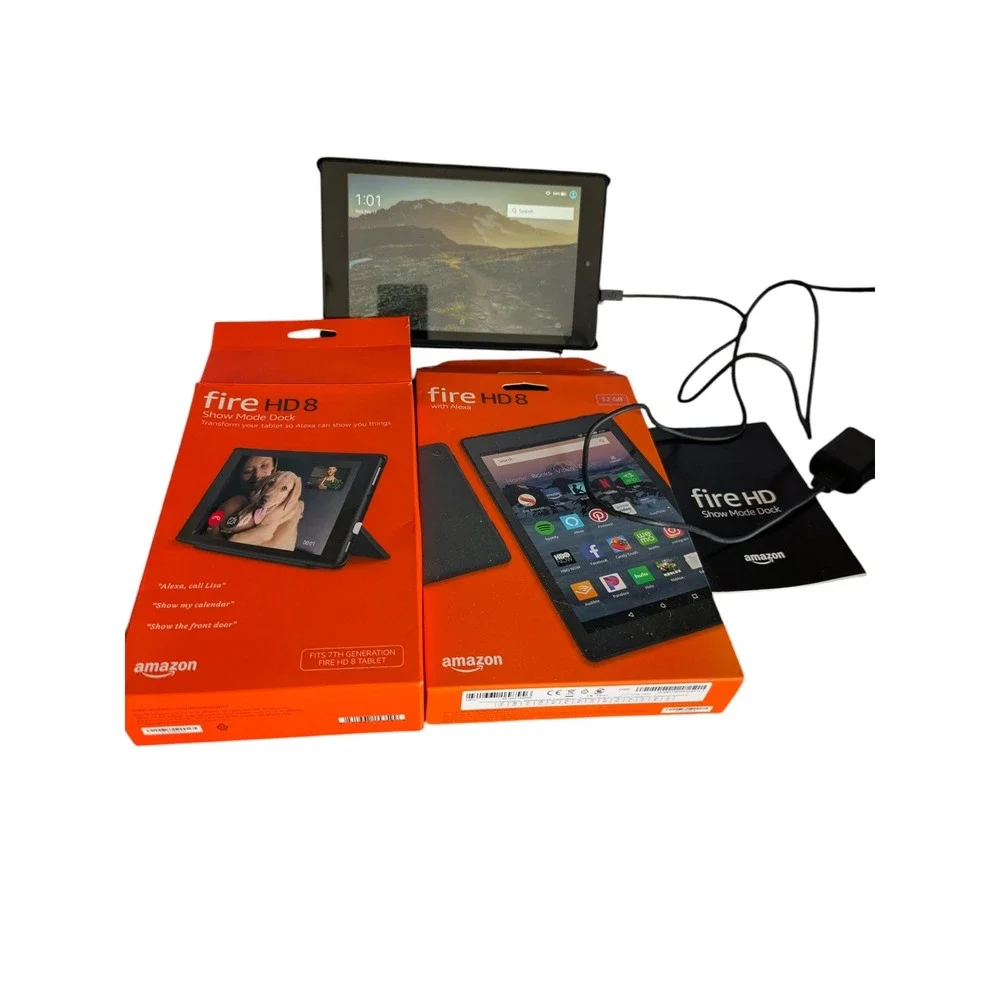 Amazon Fire HD 8 7th Gen 32GB Tablet with Show Mode Charging Dock Black Tested